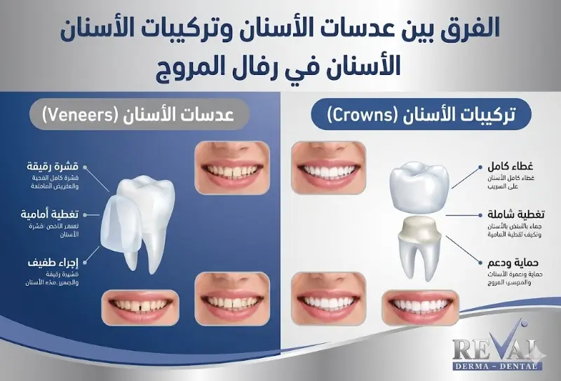 الفرق بين العدسات والتركيبات الأسنان